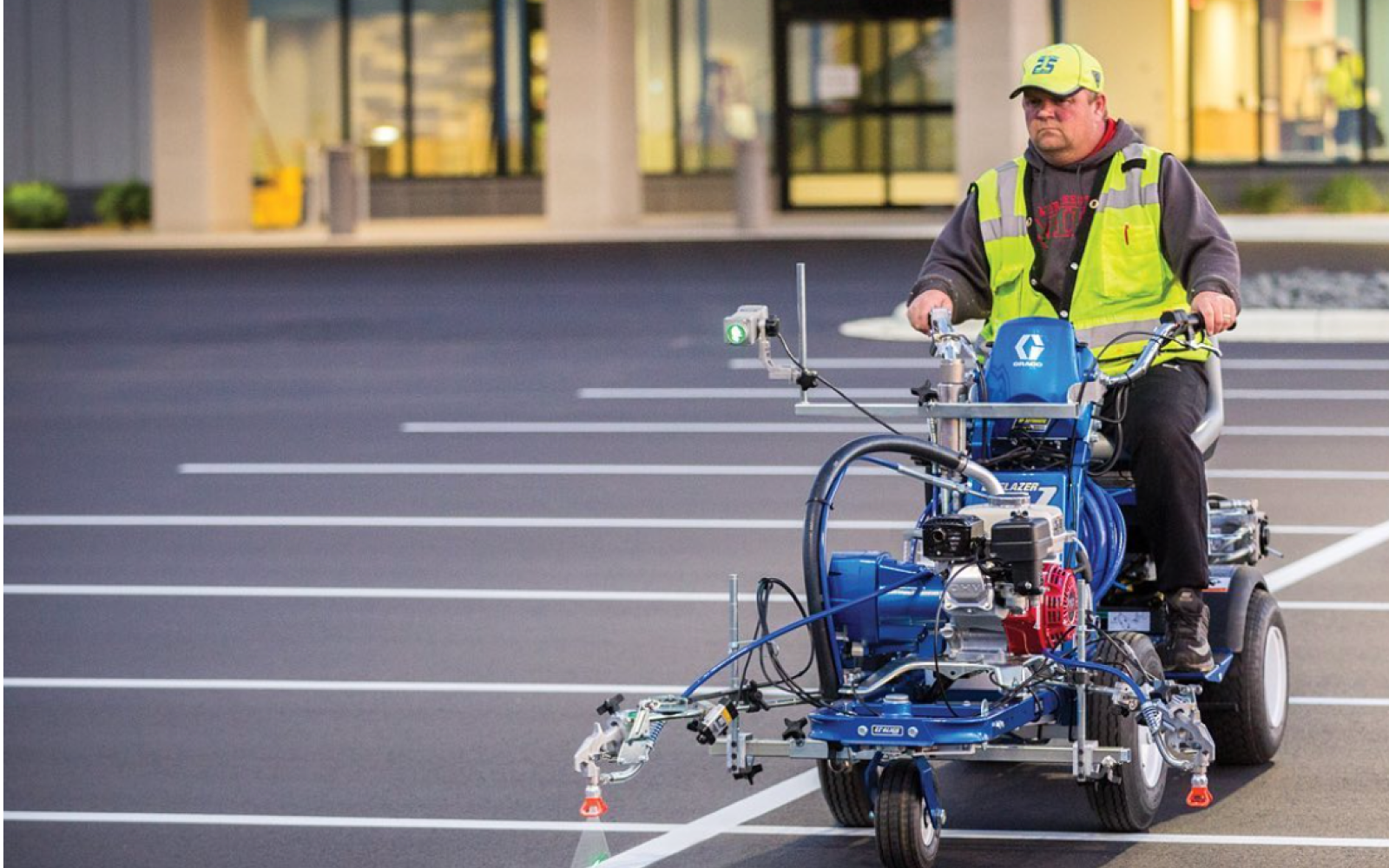 parking lot striping benefits: A professionally striped parking lot with clear markings for safety and organization